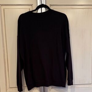 Alo black oversized long sleeve thermal tee crew neck one size